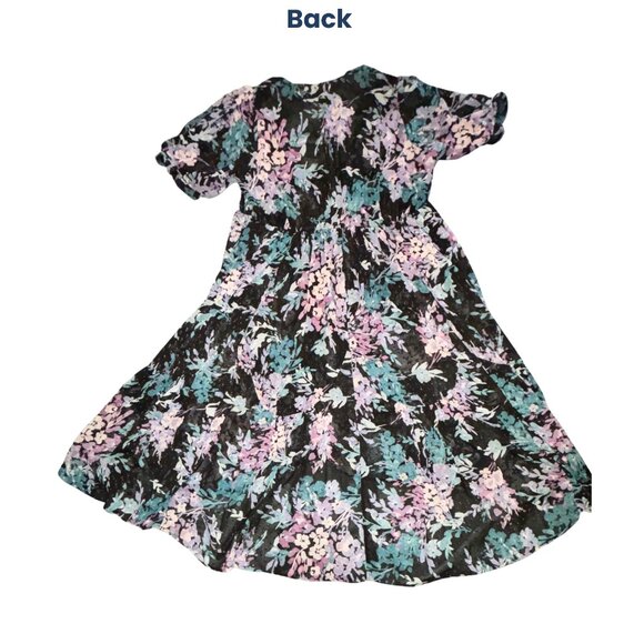 Nearly New Torrid Ruffle Clip Dot Chiffon Kimono Floral Black Sz 2x - Picture 5 of 14